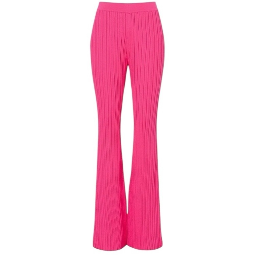 Adam lippes womens pink knit flare stretchy comfortable pants size small